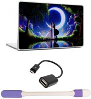 Skin Yard Fantasy Moon Light Kiss Laptop Skin -14.1 Inchs with USB LED Light & OTG Cable (Assorted) Combo Set   Laptop Accessories  (Skin Yard)