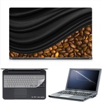 Skin Yard Coffee Beans Black Curtain Laptop Skin Decal with Keyguard & Screen Protector -15.6 Inch Combo Set   Laptop Accessories  (Skin Yard)