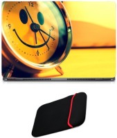 Skin Yard Smiley Old Alarm Clock Sparkle Laptop Skin/Decal with Reversible Laptop Sleeve - 15.6 Inch Combo Set   Laptop Accessories  (Skin Yard)