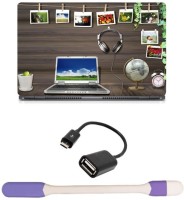 Skin Yard Beautiful Laptop Table Laptop Skin -14.1 Inch with USB LED Light & OTG Cable (Assorted) Combo Set   Laptop Accessories  (Skin Yard)