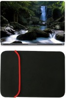 Skin Yard Green Waterfall Laptop Skin with Reversible Laptop Sleeve - 15.6 Inch Combo Set   Laptop Accessories  (Skin Yard)