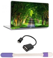 Skin Yard Forest Highway Laptop Skin with USB LED Light & OTG Cable - 15.6 Inch Combo Set   Laptop Accessories  (Skin Yard)
