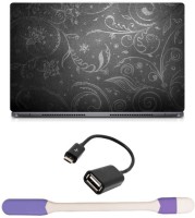 Skin Yard Black & White Matte Abstract Laptop Skin -14.1 Inch with USB LED Light & OTG Cable (Assorted) Combo Set   Laptop Accessories  (Skin Yard)