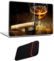 Skin Yard Cigar with Wine Glass Laptop Skin/Decal with Reversible Laptop Sleeve - 14.1 Inch Combo Set   Laptop Accessories  (Skin Yard)