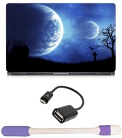 Skin Yard Digital Space Planets Graves Laptop Skin with USB LED Light & OTG Cable - 15.6 Inch Combo Set   Laptop Accessories  (Skin Yard)