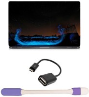 Skin Yard Magical Skate Boarding Laptop Skin -14.1 Inch with USB LED Light & OTG Cable (Assorted) Combo Set   Laptop Accessories  (Skin Yard)