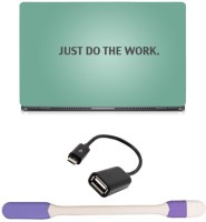Skin Yard Just Do The Work Sparkle Laptop Skin -14.1 Inch with USB LED Light & OTG Cable (Assorted) Combo Set   Laptop Accessories  (Skin Yard)