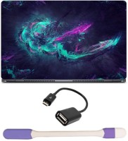 Skin Yard Blue & Purple Shards Laptop Skin -14.1 Inch with USB LED Light & OTG Cable (Assorted) Combo Set   Laptop Accessories  (Skin Yard)