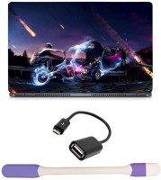 Skin Yard Electra Cycle Car Abstract Laptop Skin with USB LED Light & OTG Cable - 15.6 Inch Combo Set   Laptop Accessories  (Skin Yard)