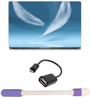 Skin Yard White Feather Laptop Skin -14.1 Inch with USB LED Light & OTG Cable (Assorted) Combo Set   Laptop Accessories  (Skin Yard)