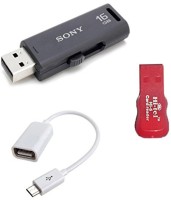 Sony 16 GB pendrive with OTG Cable and card reader Combo Set   Laptop Accessories  (Sony)
