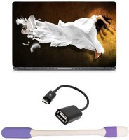 Skin Yard White Feather Girl Laptop Skin with USB LED Light & OTG Cable - 15.6 Inch Combo Set   Laptop Accessories  (Skin Yard)