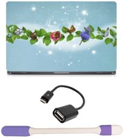 Skin Yard Delightful Butterflies Laptop Skin -14.1 Inch with USB LED Light & OTG Cable (Assorted) Combo Set   Laptop Accessories  (Skin Yard)