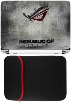 FineArts Republic Of Gamers Laptop Skin with Reversible Laptop Sleeve Combo Set   Laptop Accessories  (FineArts)