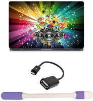 Skin Yard Music Abstract Colourful Background Laptop Skin with USB LED Light & OTG Cable - 15.6 Inch Combo Set   Laptop Accessories  (Skin Yard)