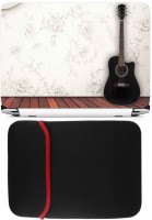 FineArts Guitar Black Laptop Skin with Reversible Laptop Sleeve Combo Set   Laptop Accessories  (FineArts)