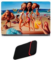 Skin Yard Romantic Beach Anime Laptop Skin with Reversible Laptop Sleeve - 15.6 Inch Combo Set   Laptop Accessories  (Skin Yard)