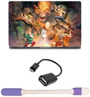 Skin Yard Maight & Magic 7 Heroes with Dragon Laptop Skin with USB LED Light & OTG Cable - 15.6 Inch Combo Set   Laptop Accessories  (Skin Yard)