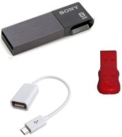 View Sony 8 GB Metal pendrive with OTG Cable and card reader Combo Set Laptop Accessories Price Online(Sony)