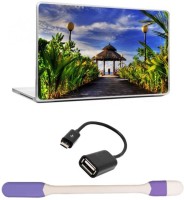 Skin Yard Island Paradise Laptop Skin -14.1 Inchs with USB LED Light & OTG Cable (Assorted) Combo Set   Laptop Accessories  (Skin Yard)