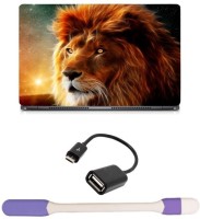 Skin Yard Lion Eye Hair Art Laptop Skin -14.1 Inch with USB LED Light & OTG Cable (Assorted) Combo Set   Laptop Accessories  (Skin Yard)