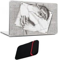 Skin Yard Hand Sketch Drawing Laptop Skin/Decals with Reversible Laptop Sleeve - 14.1 Inch Combo Set   Laptop Accessories  (Skin Yard)