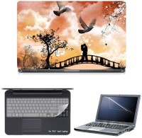 Skin Yard Kissing Couple on Bridge Painting Sparkle Laptop Skin with Screen Protector & Keyguard -15.6 Inch Combo Set   Laptop Accessories  (Skin Yard)