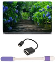Skin Yard Path of Flower Garden Laptop Skin -14.1 Inch with USB LED Light & OTG Cable (Assorted) Combo Set   Laptop Accessories  (Skin Yard)