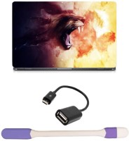 Skin Yard Lion Roar Laptop Skin -14.1 Inch with USB LED Light & OTG Cable (Assorted) Combo Set   Laptop Accessories  (Skin Yard)