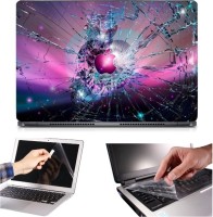 Skin Yard 3in1 Combo- Broken Glass Pink Apple Laptop Skin with Screen Protector & Keyguard -15.6 Inch Combo Set   Laptop Accessories  (Skin Yard)