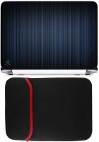 FineArts Vertical Blue lines Laptop Skin with Reversible Laptop Sleeve Combo Set   Laptop Accessories  (FineArts)
