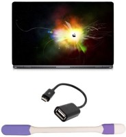 Skin Yard Apple Logo In Coloured Galaxy Sparkle Laptop Skin with USB LED Light & OTG Cable - 15.6 Inch Combo Set   Laptop Accessories  (Skin Yard)