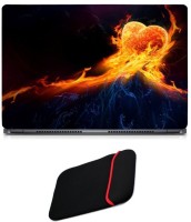 Skin Yard Grab Heart On Fire Laptop Skin with Reversible Laptop Sleeve - 14.1 Inch Combo Set   Laptop Accessories  (Skin Yard)