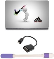 Skin Yard Adidas Nike Laptop Skin -14.1 Inch with USB LED Light & OTG Cable (Assorted) Combo Set   Laptop Accessories  (Skin Yard)