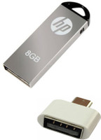 HP 8 GB V220w Pen Drive with OTG Adapter Combo Set