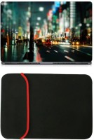 View Skin Yard Streets At Night Laptop Skin with Reversible Laptop Sleeve - 15.6 Inch Combo Set Laptop Accessories Price Online(Skin Yard)