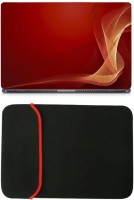 Skin Yard Red Curves Abstract Laptop Skin with Reversible Laptop Sleeve - 14.1 Inch Combo Set   Laptop Accessories  (Skin Yard)