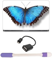 Skin Yard Blue Morpho Butterfly Wings Laptop Skin -14.1 Inch with USB LED Light & OTG Cable (Assorted) Combo Set   Laptop Accessories  (Skin Yard)