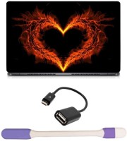 Skin Yard Burning Heart Laptop Skin -14.1 Inch with USB LED Light & OTG Cable (Assorted) Combo Set   Laptop Accessories  (Skin Yard)