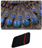 Skin Yard Peacock Feather Laptop Skin/Decal with Reversible Laptop Sleeve - 14.1 Inch Combo Set   Laptop Accessories  (Skin Yard)