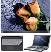 Skin Yard Rose Flower with Drops Laptop Skin with Screen Protector & Keyboard Skin -15.6 Inch Combo Set   Laptop Accessories  (Skin Yard)