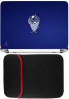 FineArts Blue Shark Laptop Skin with Reversible Laptop Sleeve Combo Set   Laptop Accessories  (FineArts)