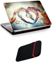 Skin Yard Water Love Heart Shape Laptop Skin/Decal with Reversible Laptop Sleeve - 15.6 Inch Combo Set   Laptop Accessories  (Skin Yard)