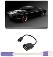 Skin Yard 3D Cool Black Car Laptop Skin with USB LED Light & OTG Cable - 15.6 Inch Combo Set   Laptop Accessories  (Skin Yard)