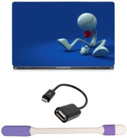 Skin Yard Anime Little Man Red Heart Sadness Sparkle Laptop Skin -14.1 Inch with USB LED Light & OTG Cable (Assorted) Combo Set   Laptop Accessories  (Skin Yard)