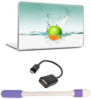 Skin Yard Green Orange Apple in Water Laptop Skins with USB LED Light & OTG Cable - 15.6 Inch Combo Set   Laptop Accessories  (Skin Yard)