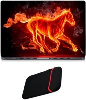 Skin Yard Running Fire Horse Laptop Skin/Decal with Reversible Laptop Sleeve - 14.1 Inch Combo Set   Laptop Accessories  (Skin Yard)