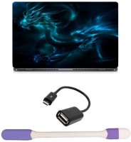 Skin Yard Spirit Blue Flying Dragon Laptop Skin -14.1 Inch with USB LED Light & OTG Cable (Assorted) Combo Set   Laptop Accessories  (Skin Yard)