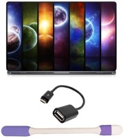 Skin Yard Rainbow Planet Universe Laptop Skin -14.1 Inch with USB LED Light & OTG Cable (Assorted) Combo Set   Laptop Accessories  (Skin Yard)