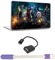 Skin Yard Avengers Laptop Skin -14.1 Inch with USB LED Light & OTG Cable (Assorted) Combo Set   Laptop Accessories  (Skin Yard)